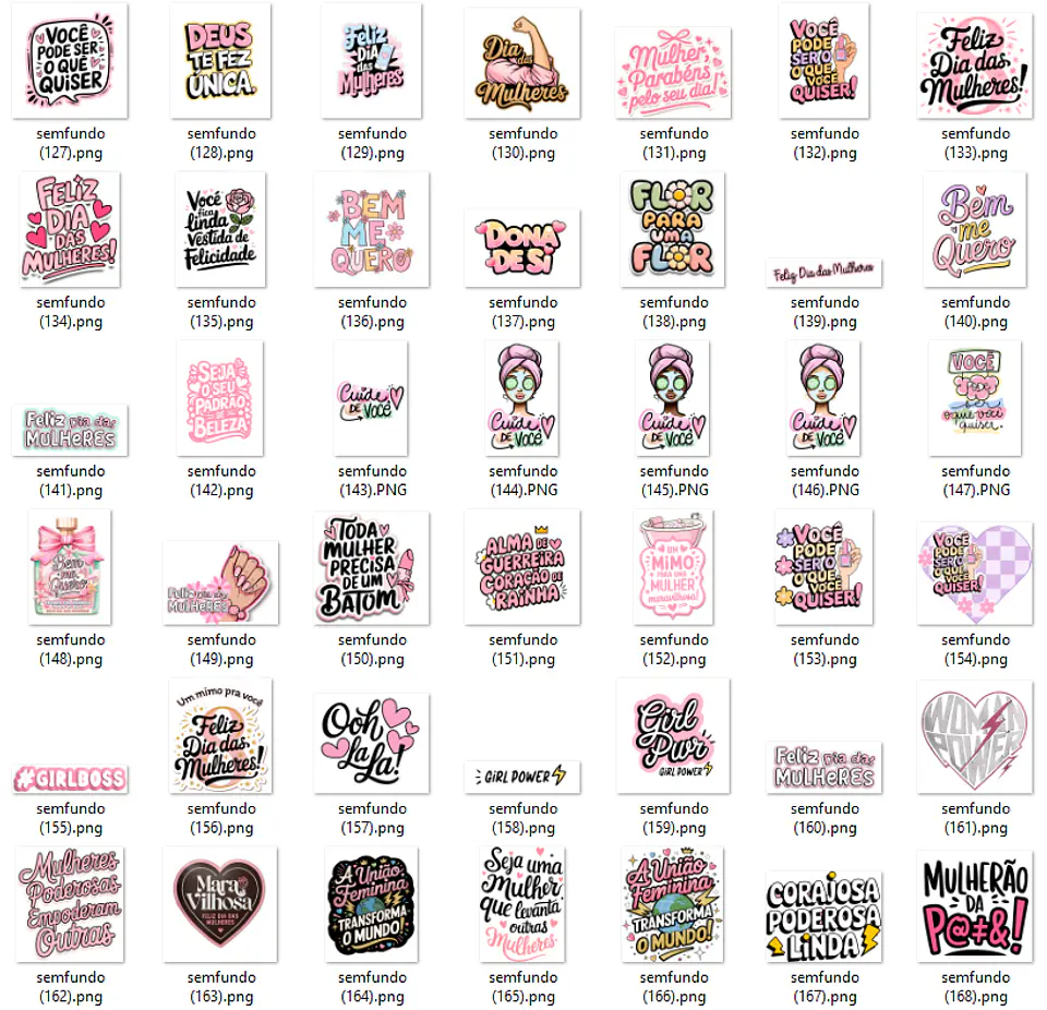 Kit Digital Frases Dia das Mulheres Motivaciaonal em Png  18