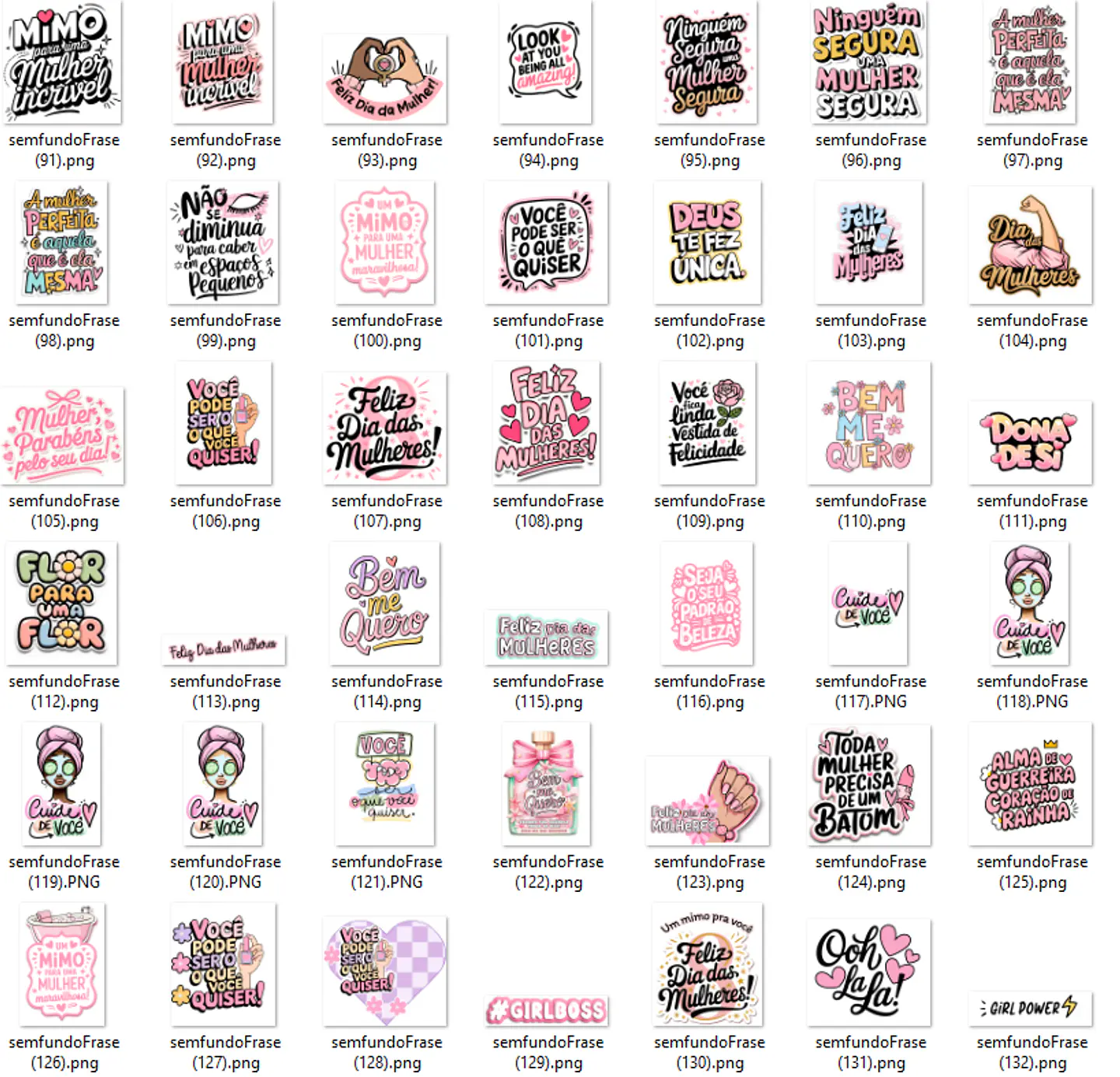 Kit Digital Frases Dia das Mulheres Motivaciaonal em Png  21