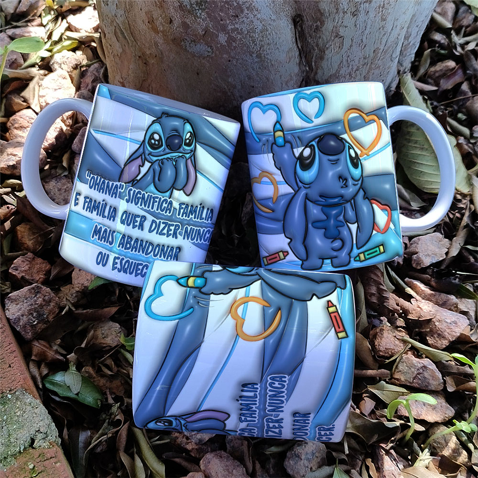 Artes Caneca Stitch Ohana Família Inflada Arquivo em Jpg 1
