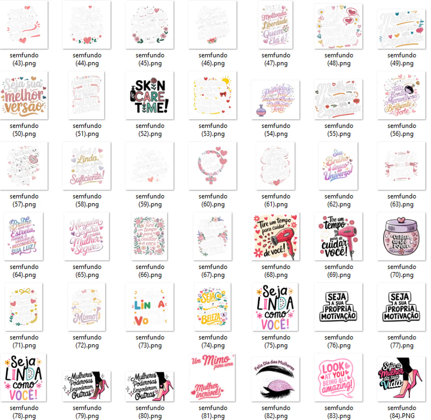 Kit Digital Frases Dia das Mulheres Motivaciaonal em Png  24