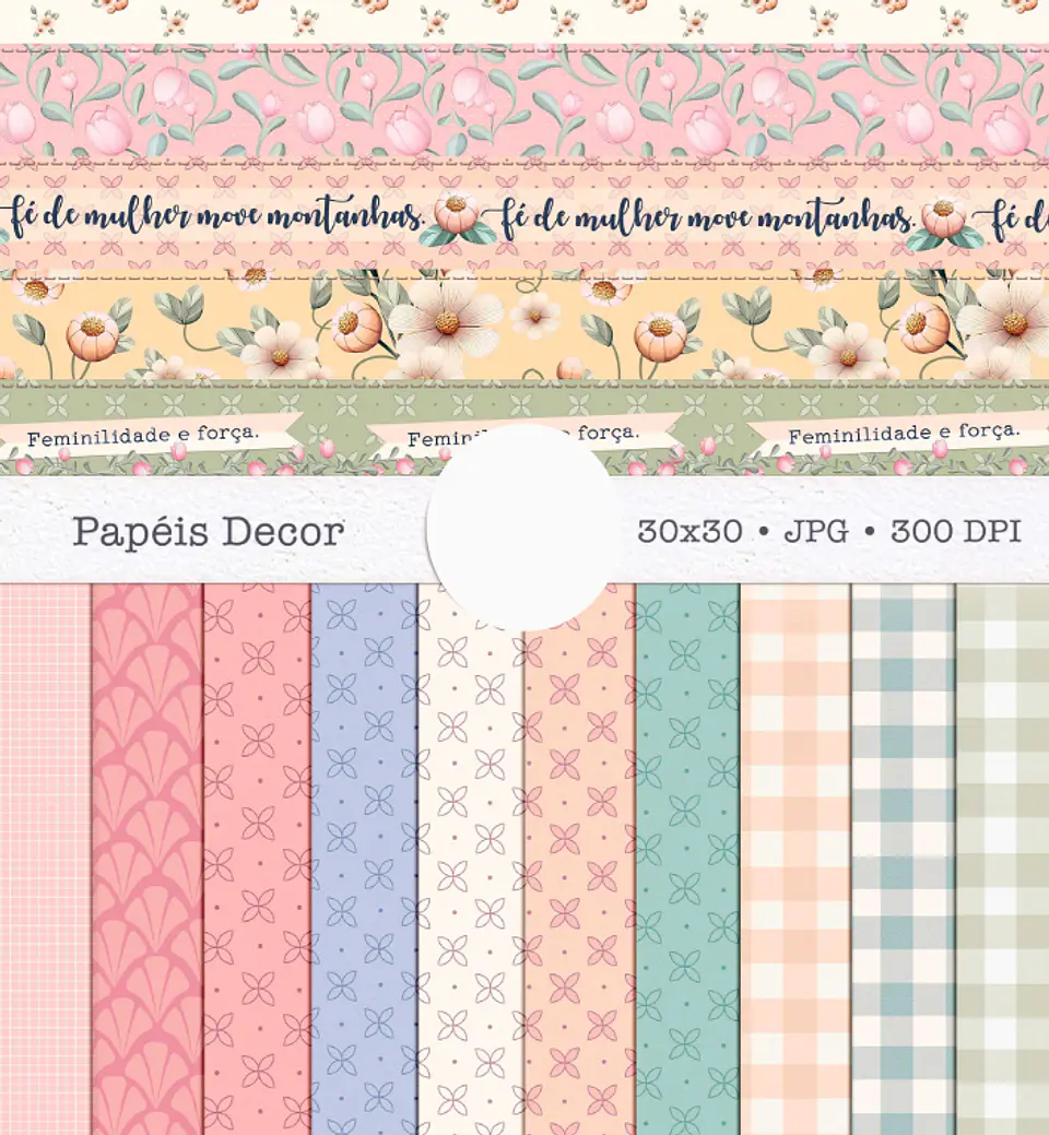 Kit Digital Fé Menina Frases Png  2