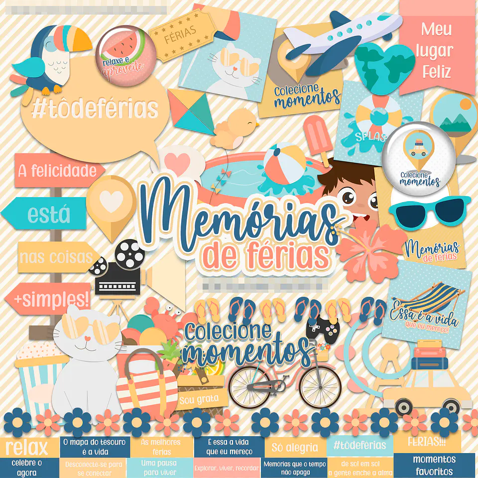 Kit Digital Memórias de Férias em Png  1