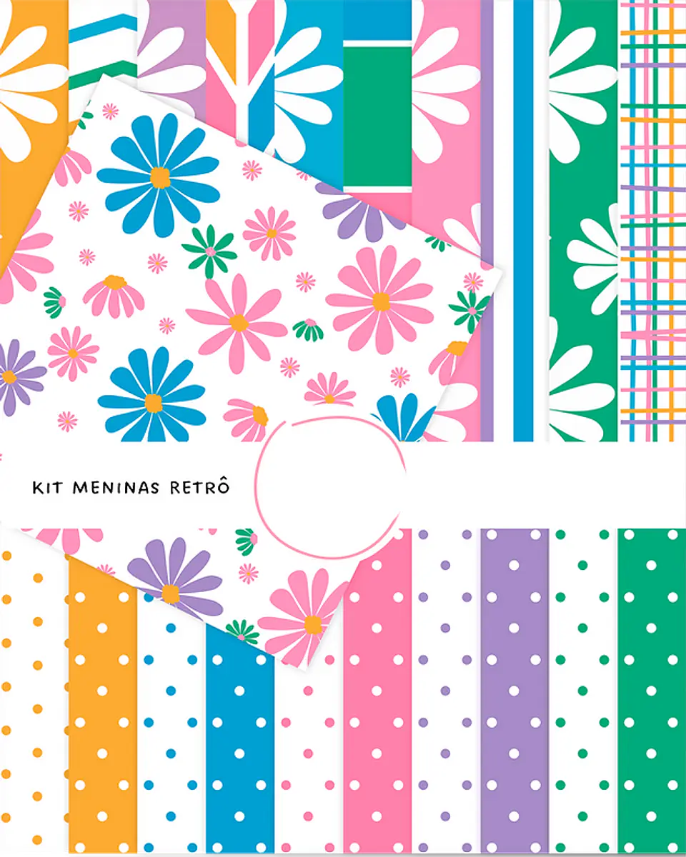 Kit Digital Meninas Retro em Png 2