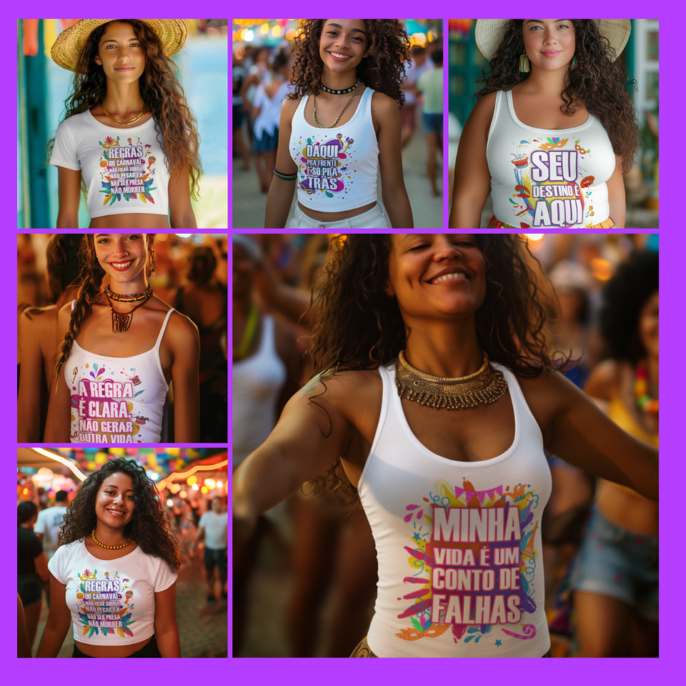 6 Artes para Camisa Carnaval Frases Arquivo em Png 1
