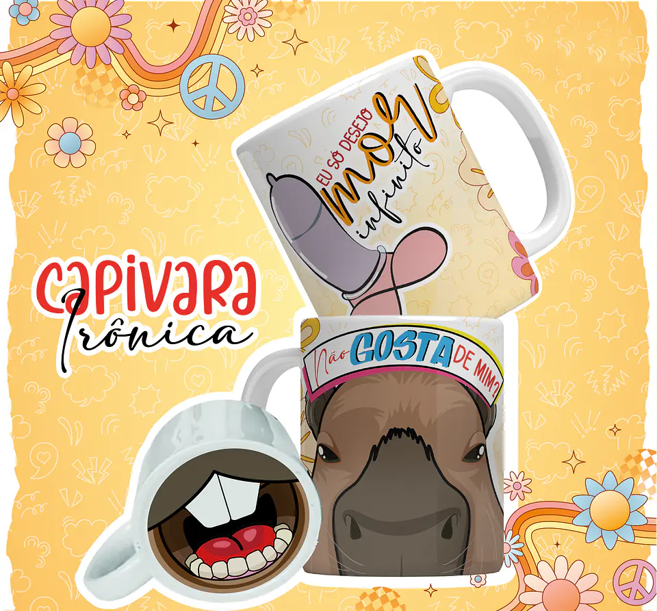12 Artes para Caneca Capivara Debochada Arquivo em Jpg 1