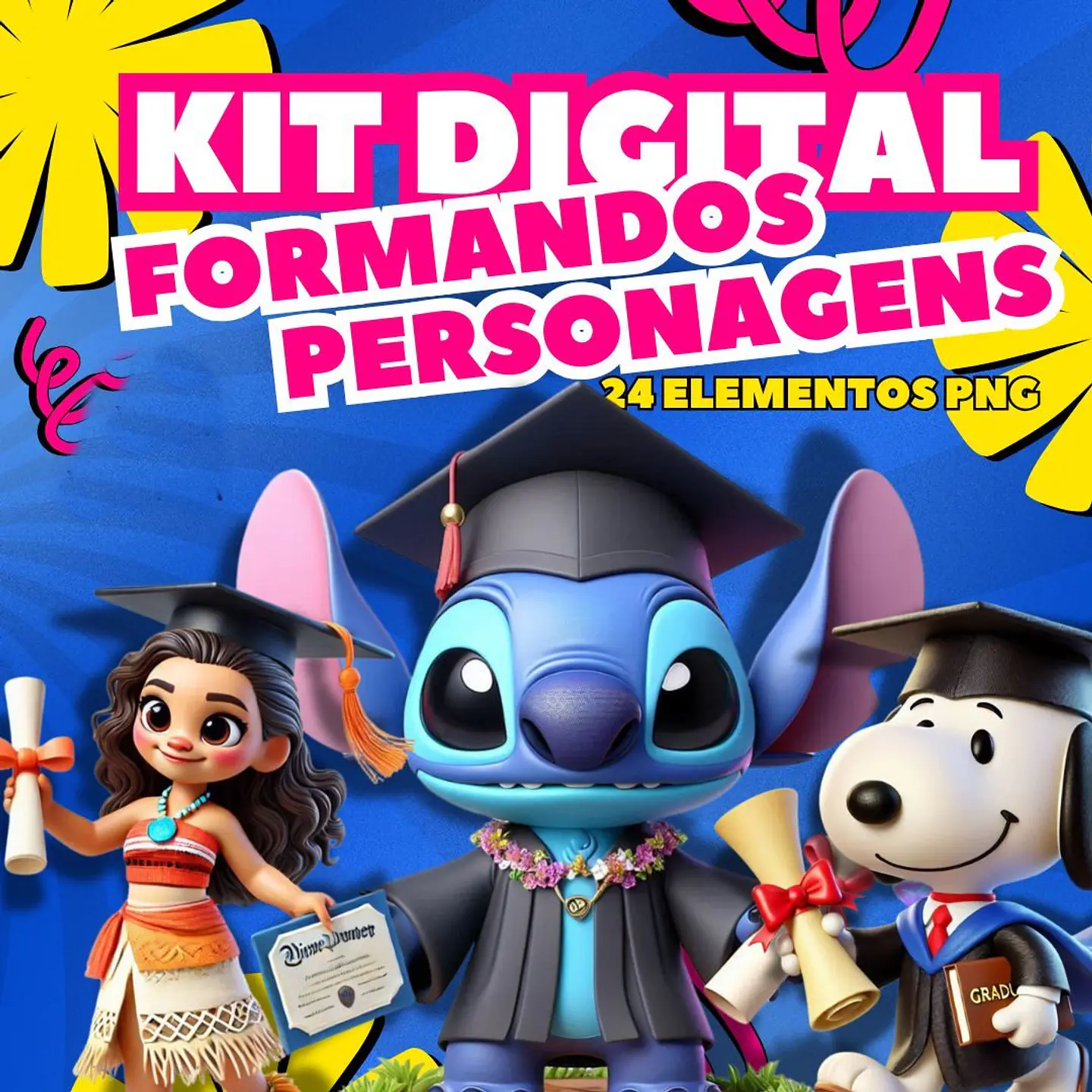 Kit Digital Personagens Formandos em Png  1