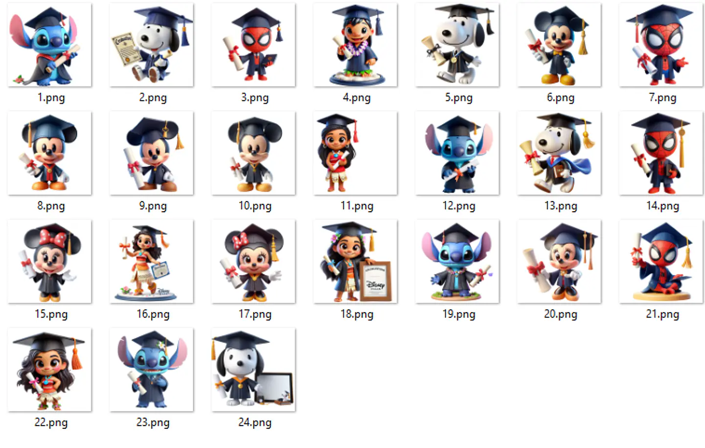 Kit Digital Personagens Formandos em Png  2