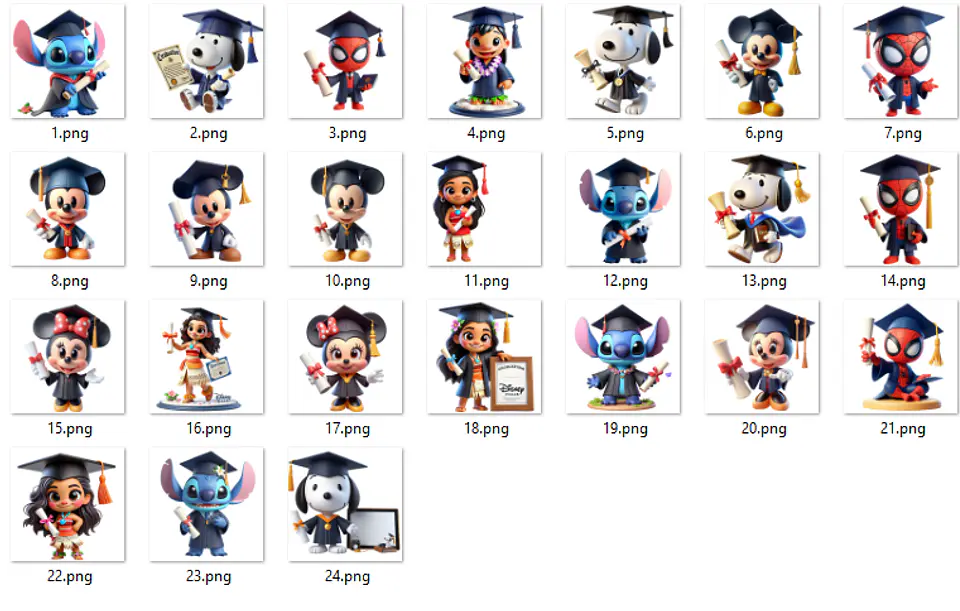 Kit Digital Personagens Formandos em Png  2