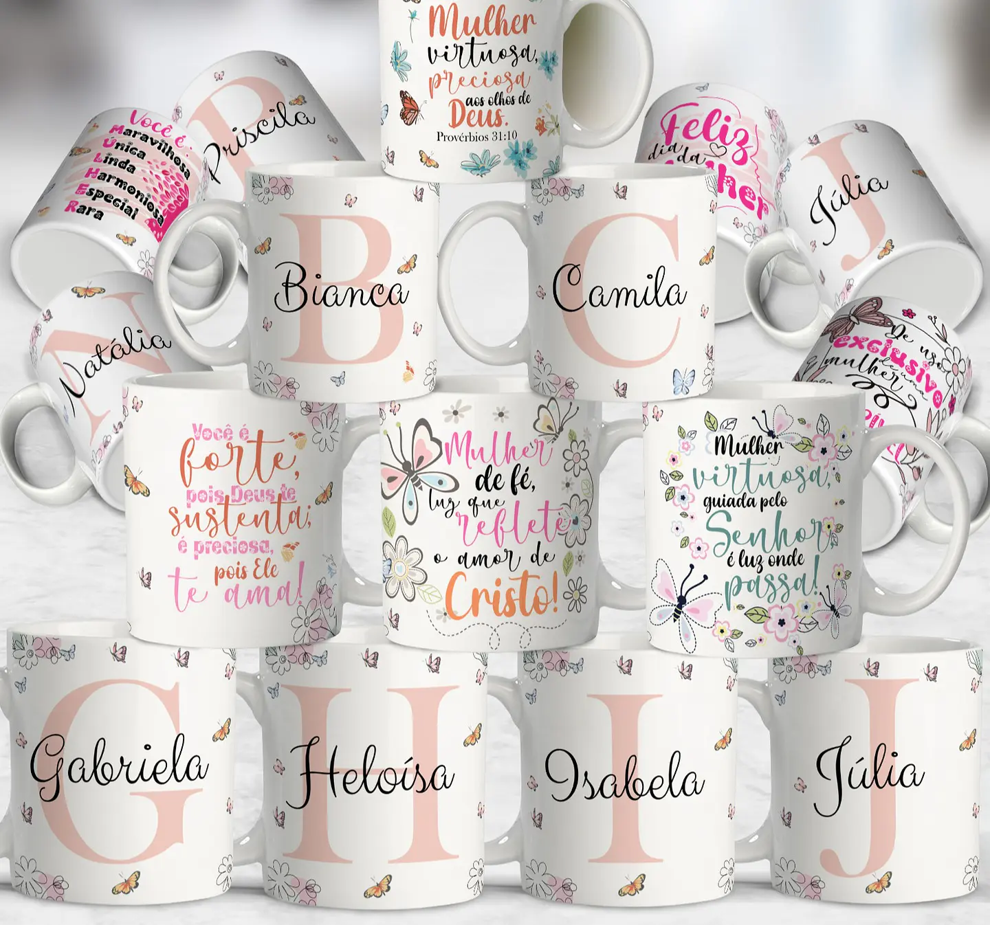 26 Artes para Caneca Alfabeto Dia das Mulheres Arquivo Editável 1