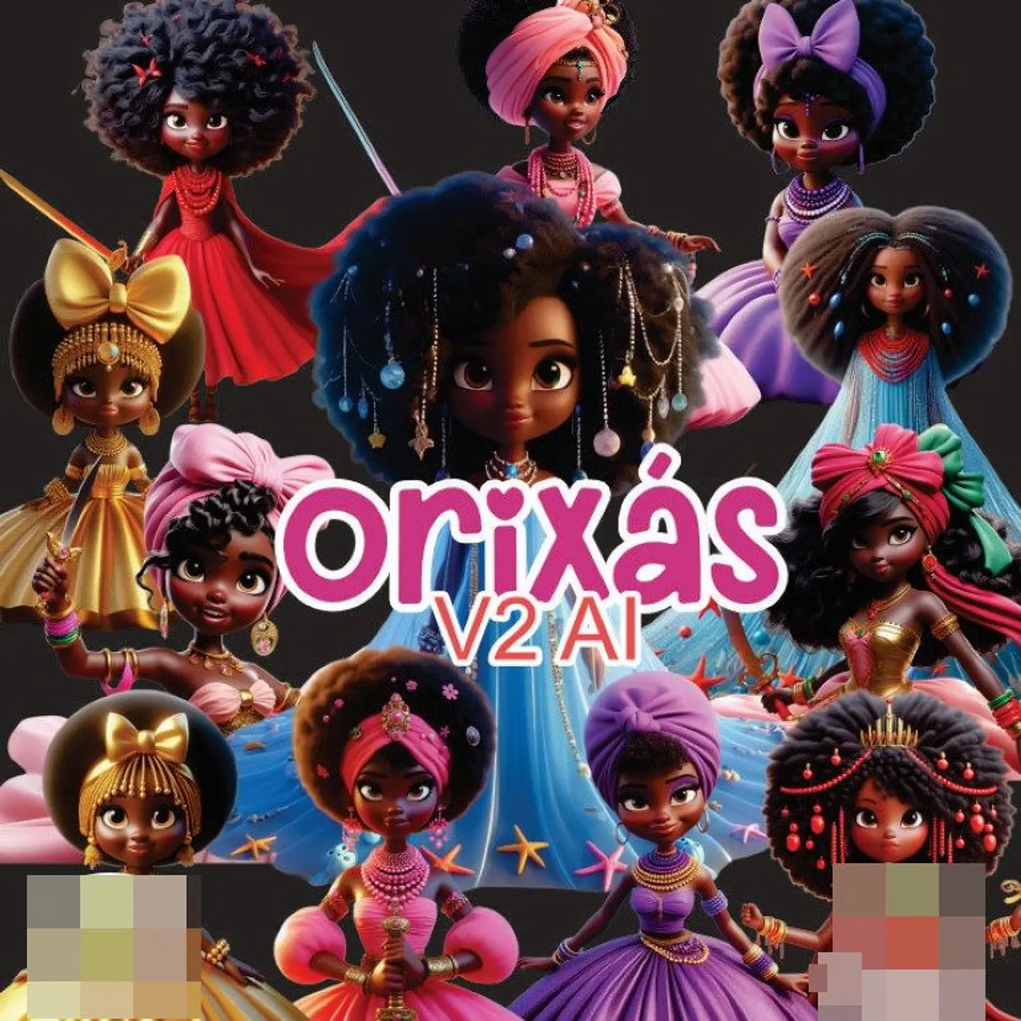 Kit Digital Orixás 3d em Png 2