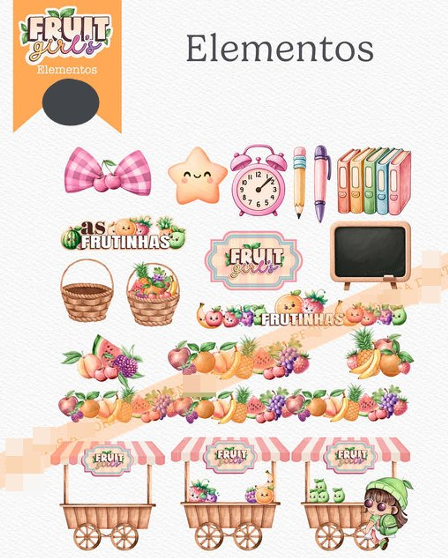 Kit Digital Frutinhas Aquarelado Png  2