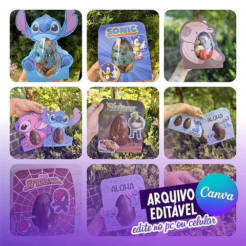 Arquivos Ovos de Páscoa Personagens e Mimos Arquivo Editável Canva