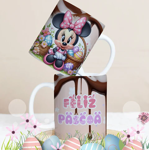 27 Artes para Caneca Páscoa Personagens Arquivo Editável