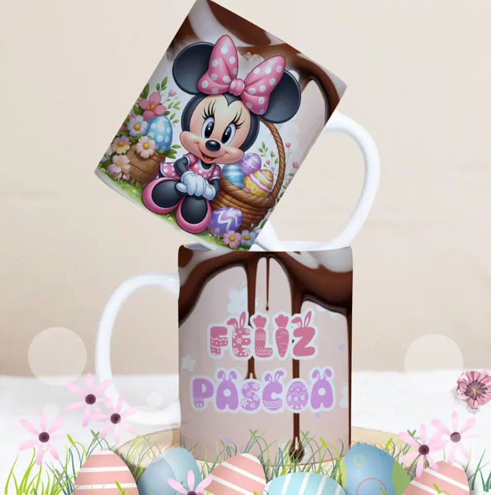 27 Artes para Caneca Páscoa Personagens Arquivo Editável 1