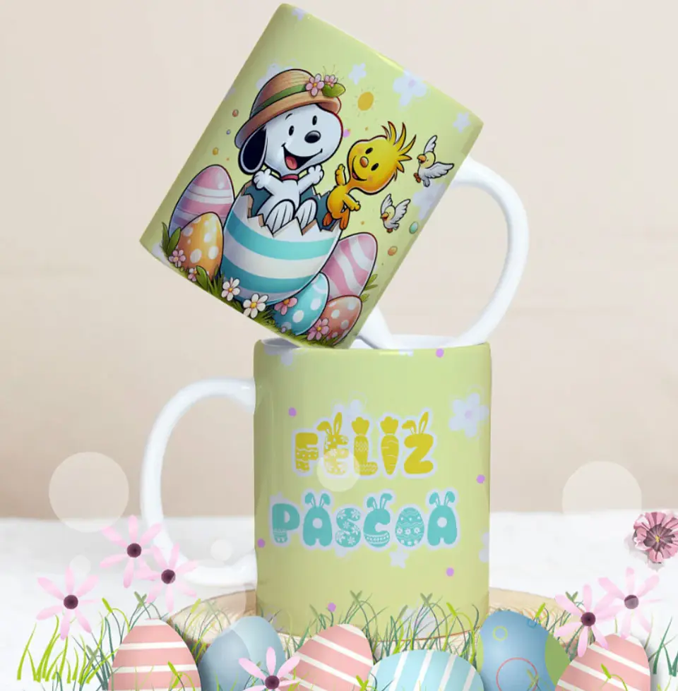 27 Artes para Caneca Páscoa Personagens Arquivo Editável 2