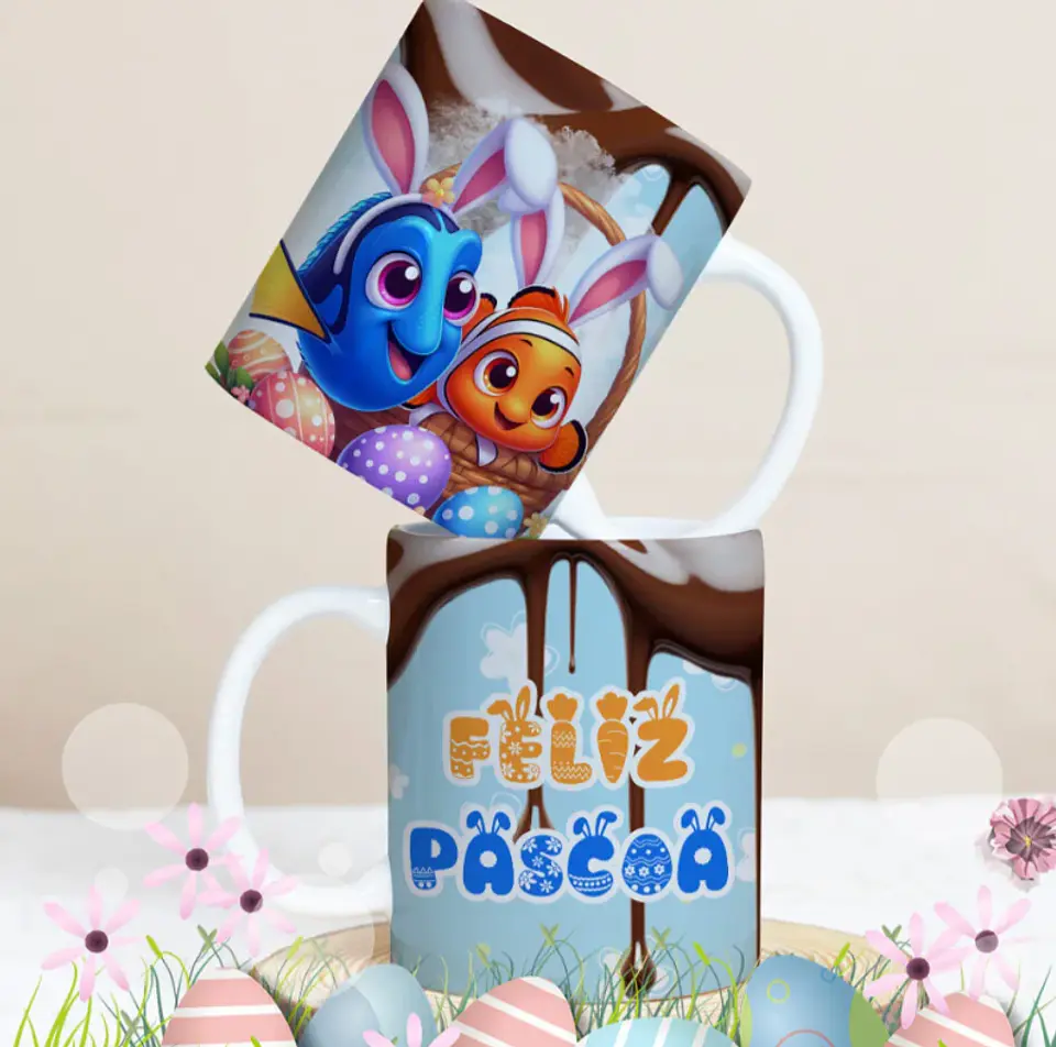 27 Artes para Caneca Páscoa Personagens Arquivo Editável 3