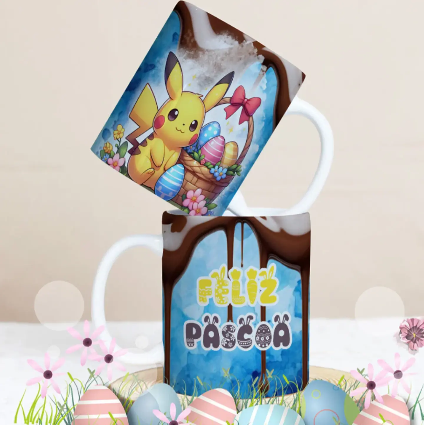 27 Artes para Caneca Páscoa Personagens Arquivo Editável 4