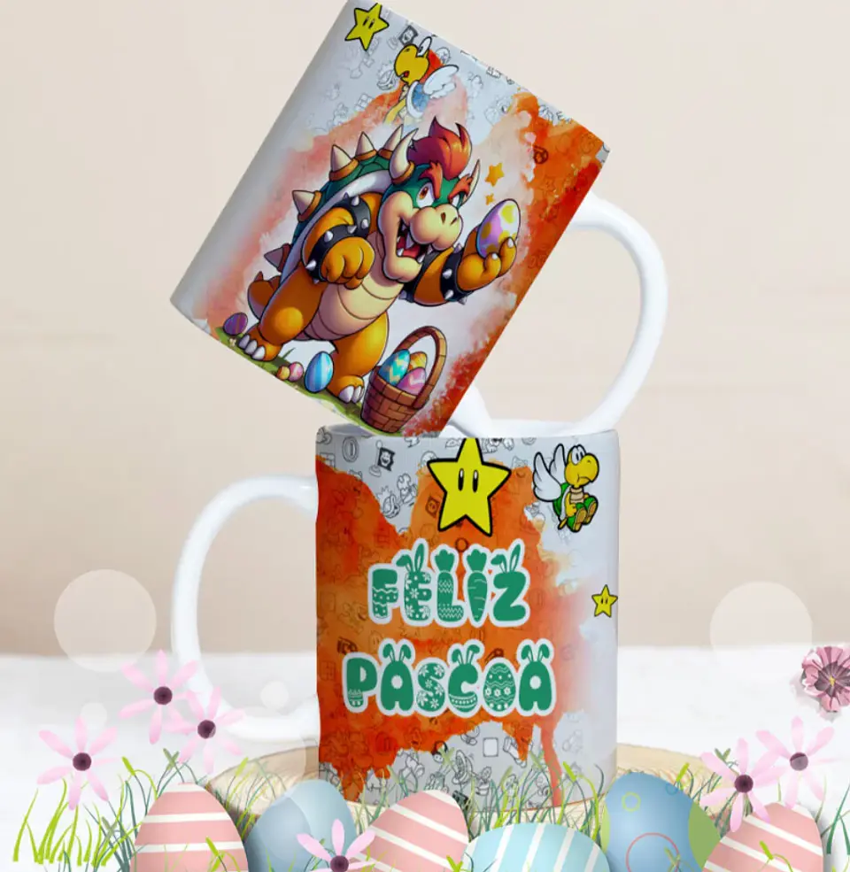 27 Artes para Caneca Páscoa Personagens Arquivo Editável 5