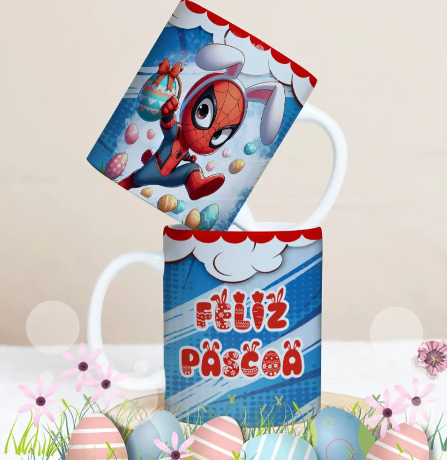 27 Artes para Caneca Páscoa Personagens Arquivo Editável 6