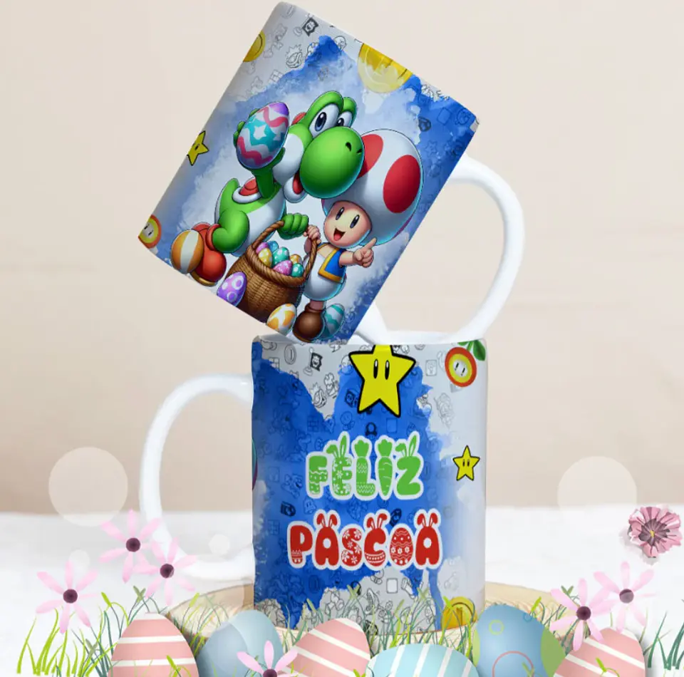 27 Artes para Caneca Páscoa Personagens Arquivo Editável 7