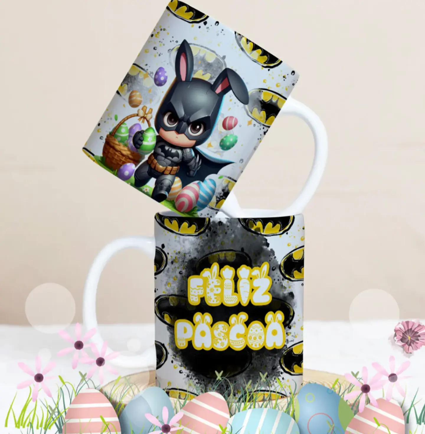 27 Artes para Caneca Páscoa Personagens Arquivo Editável 8