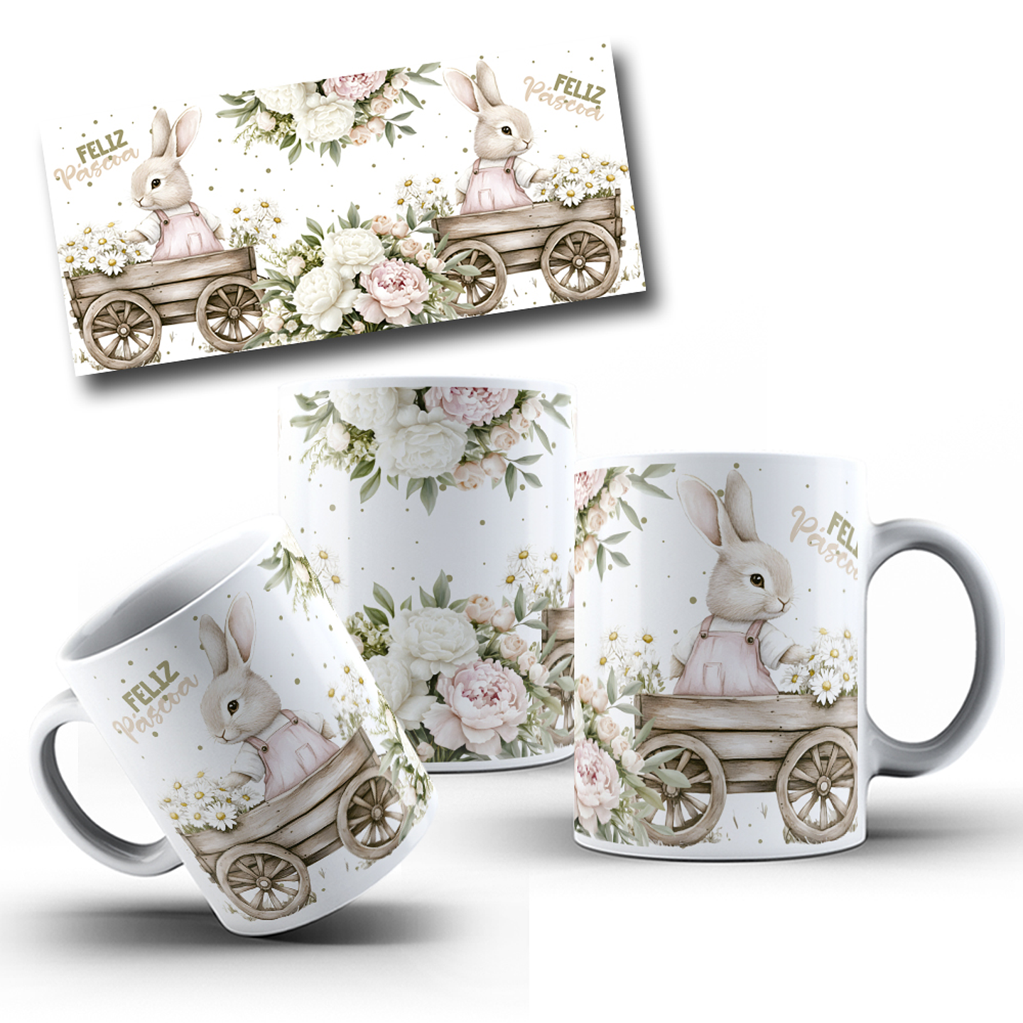 10 Artes para Caneca Páscoa Vintage Arquivo Editável 5