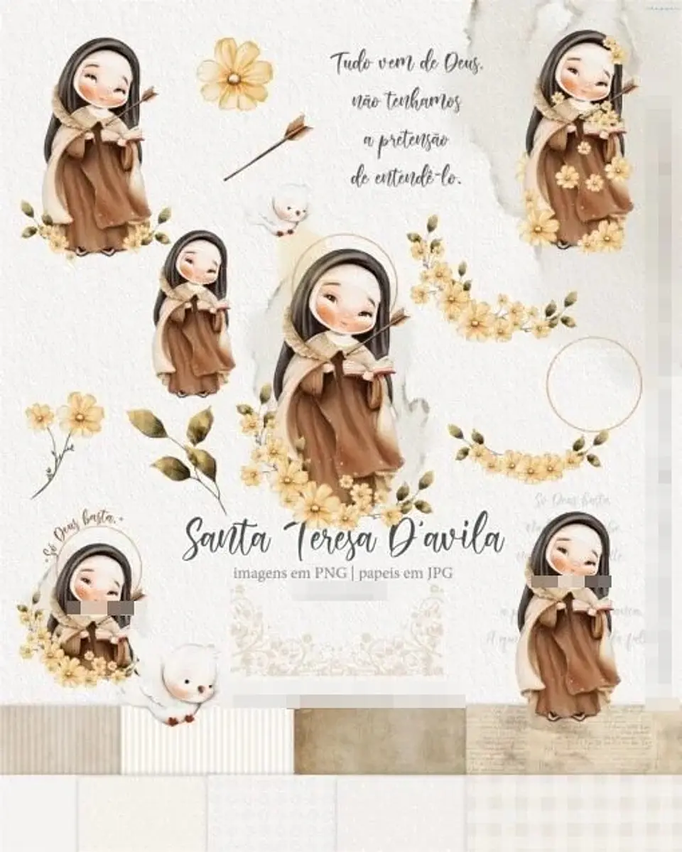 Kit Digital Santa Teresa Dávila Aquarelado Png  1