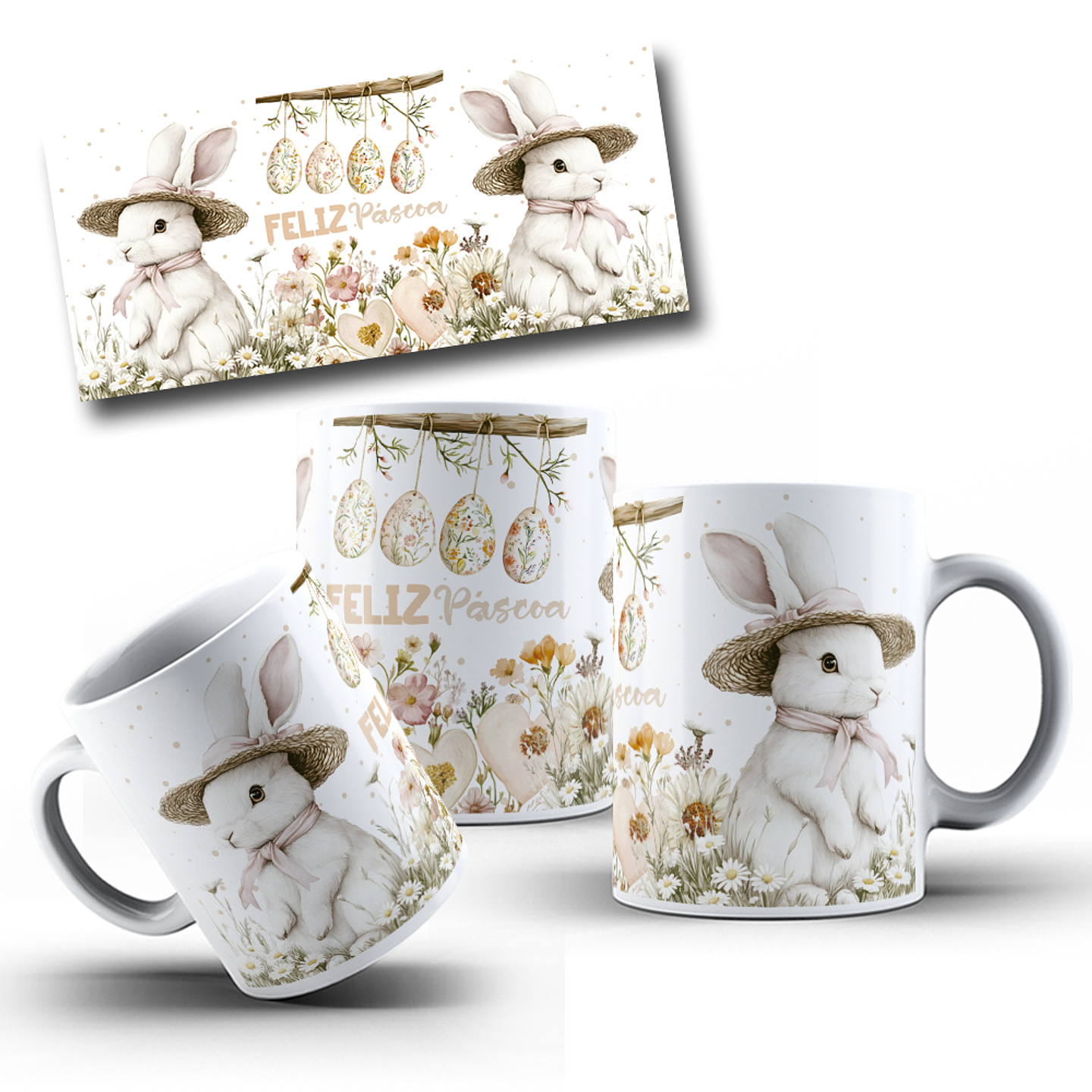 10 Artes para Caneca Páscoa Vintage Arquivo Editável 7