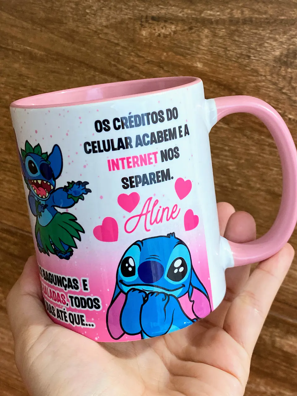 Arte Caneca Stitch Eu prometo te incomodar na alegria e na tristeza, na saude e na doença, na amizade e no amor Arquivo em Jpg 3