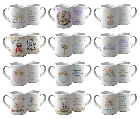 15 Artes para Caneca Páscoa Aquarela Arquivo em Jpg 