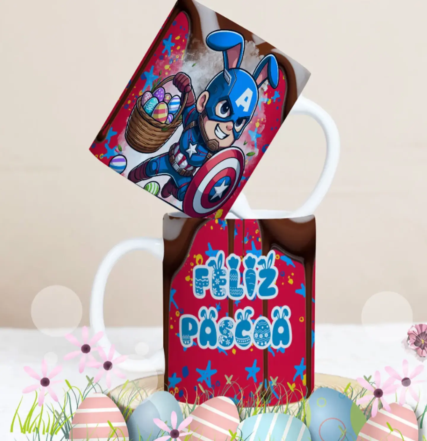 27 Artes para Caneca Páscoa Personagens Arquivo Editável 12