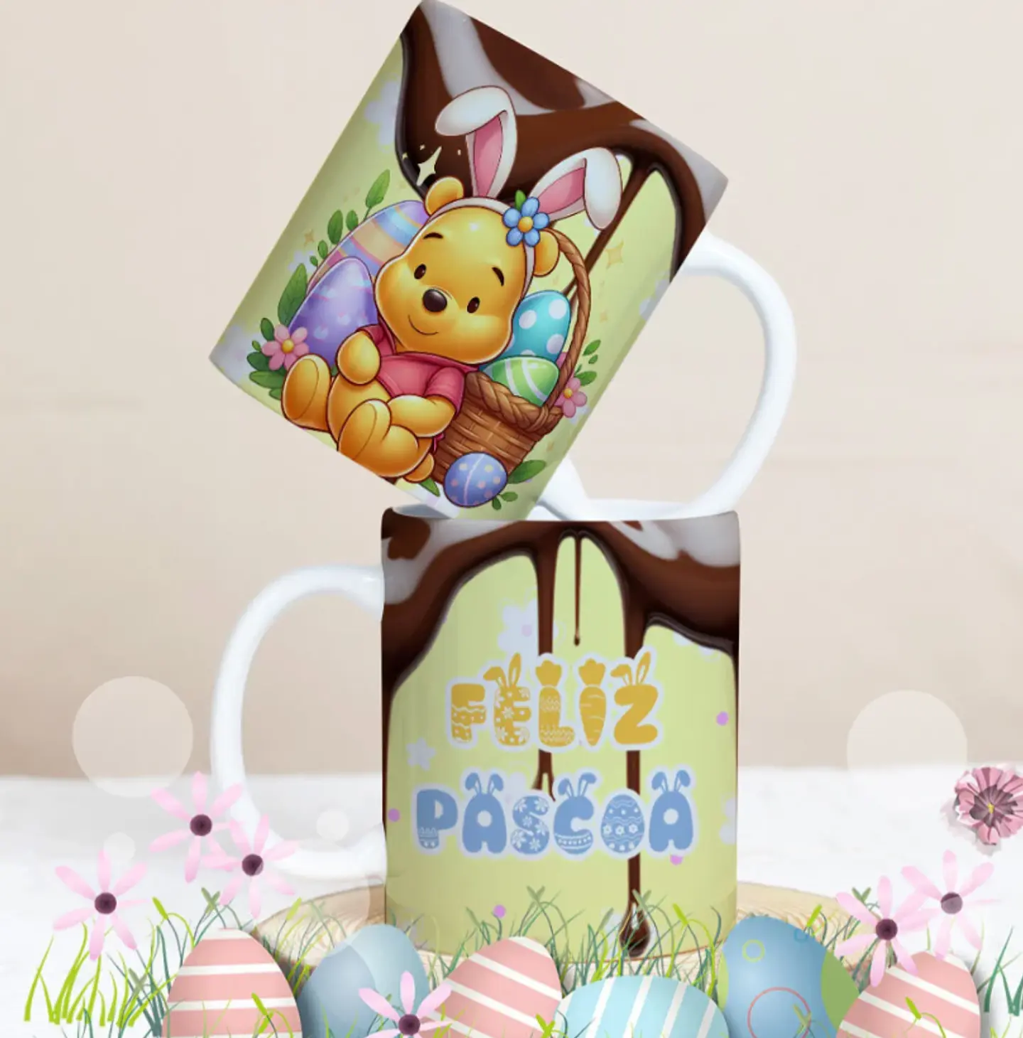 27 Artes para Caneca Páscoa Personagens Arquivo Editável 13
