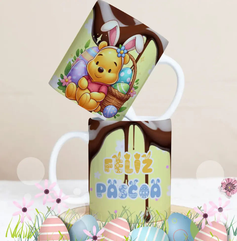27 Artes para Caneca Páscoa Personagens Arquivo Editável 13