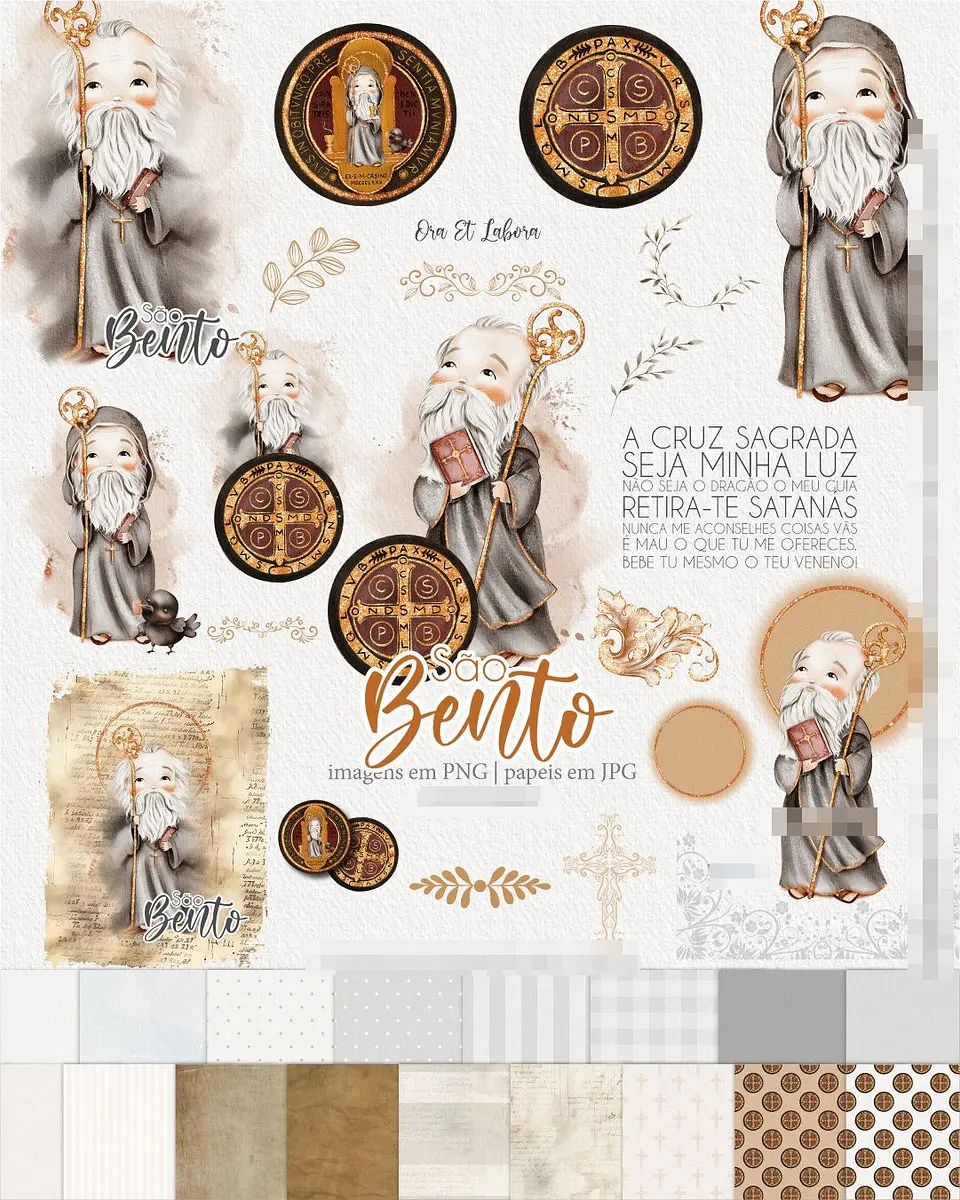 Kit Digital São Bento Aquarelado Png 1