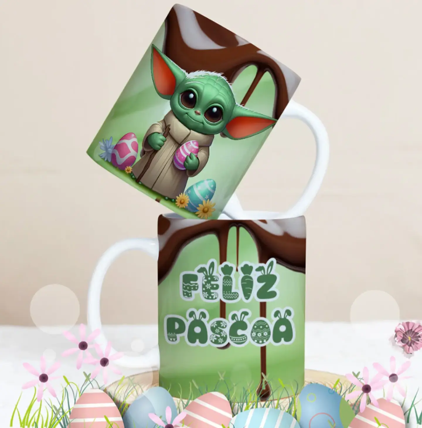 27 Artes para Caneca Páscoa Personagens Arquivo Editável 15