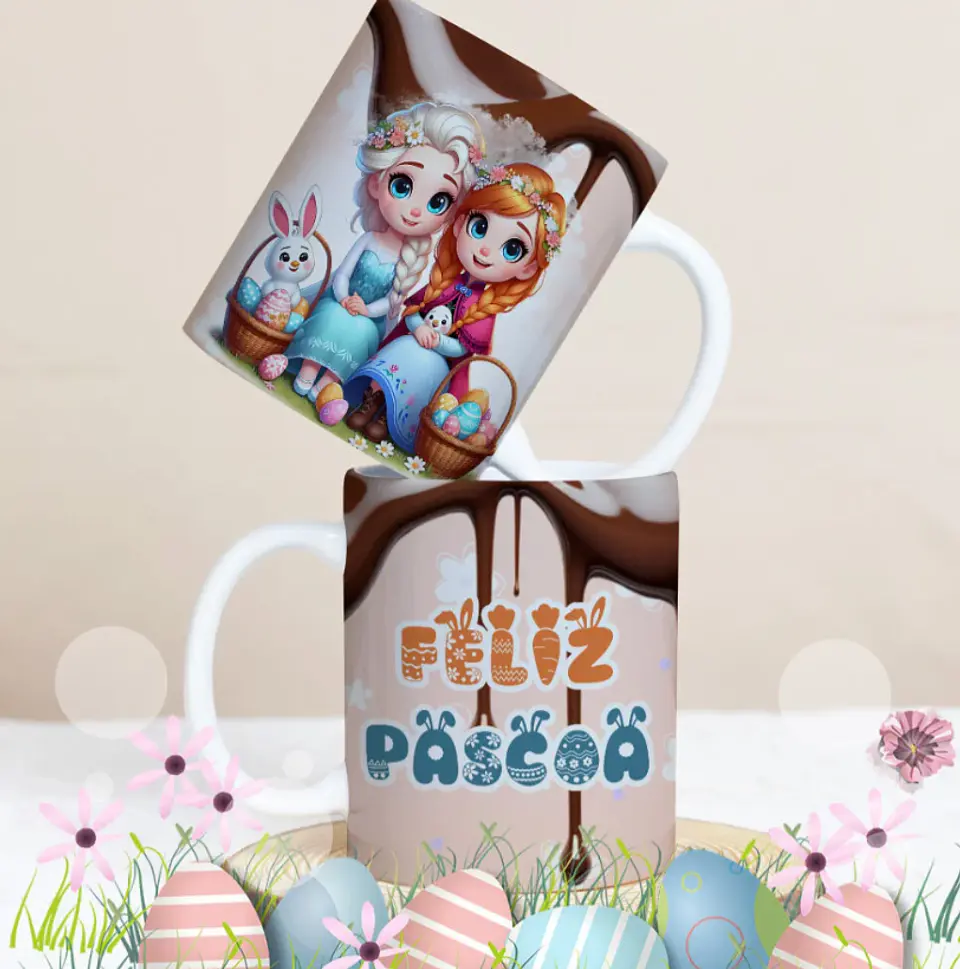 27 Artes para Caneca Páscoa Personagens Arquivo Editável 18