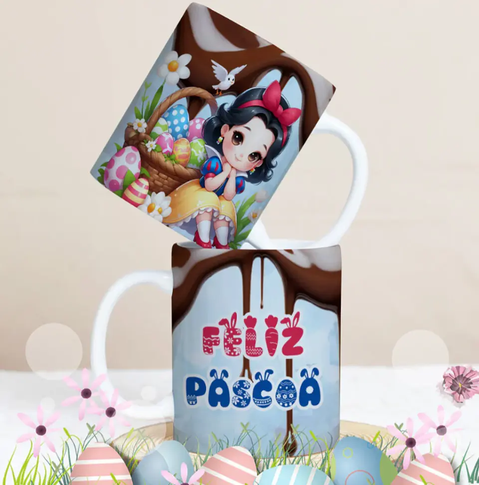 27 Artes para Caneca Páscoa Personagens Arquivo Editável 19