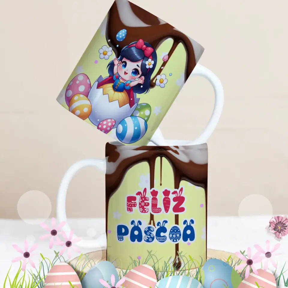 27 Artes para Caneca Páscoa Personagens Arquivo Editável 20