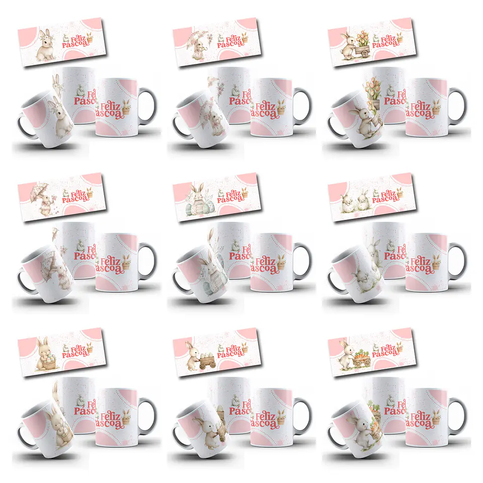 110 Artes para Caneca Pascoa Coelhinhos Jesus e Personagem Arquivo em Jpg 2