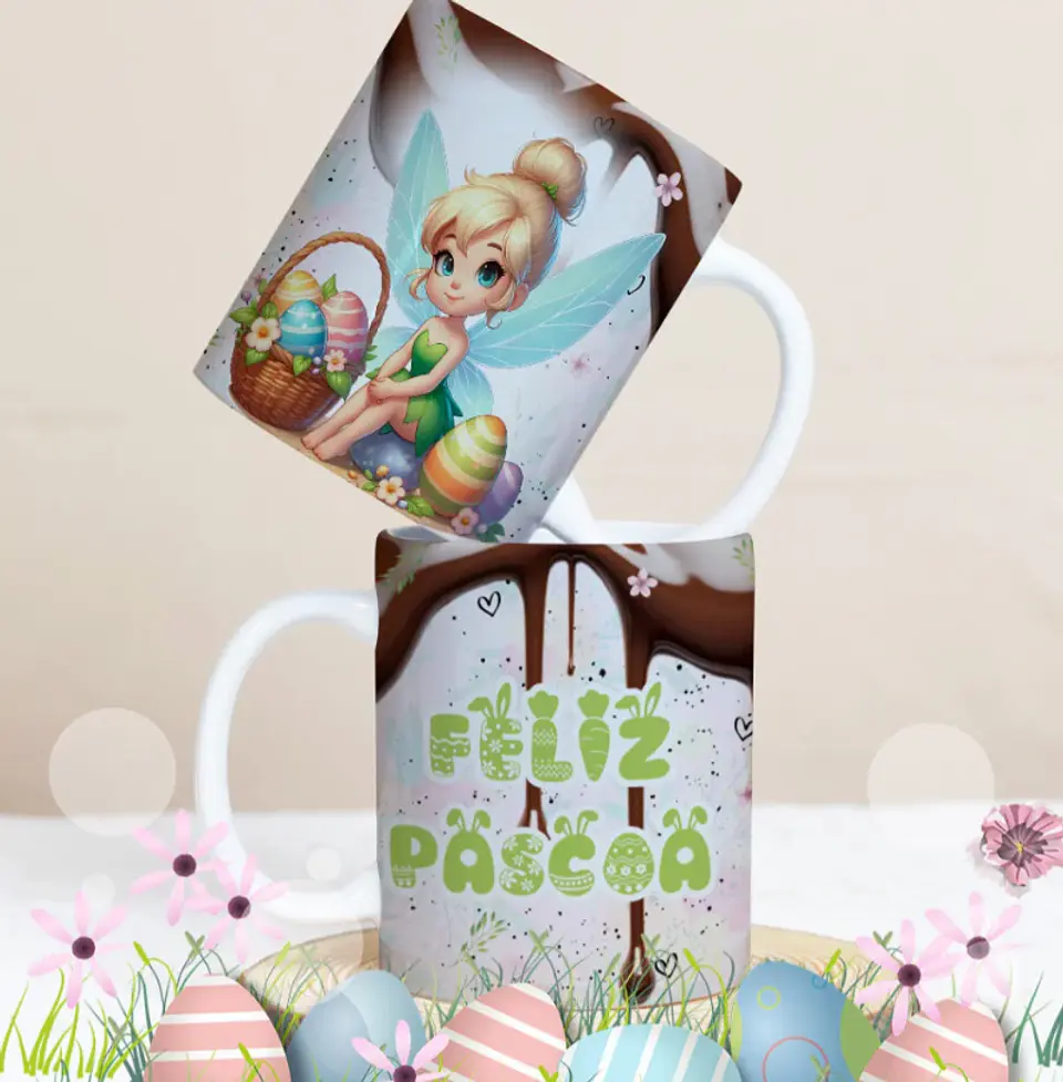 27 Artes para Caneca Páscoa Personagens Arquivo Editável 22