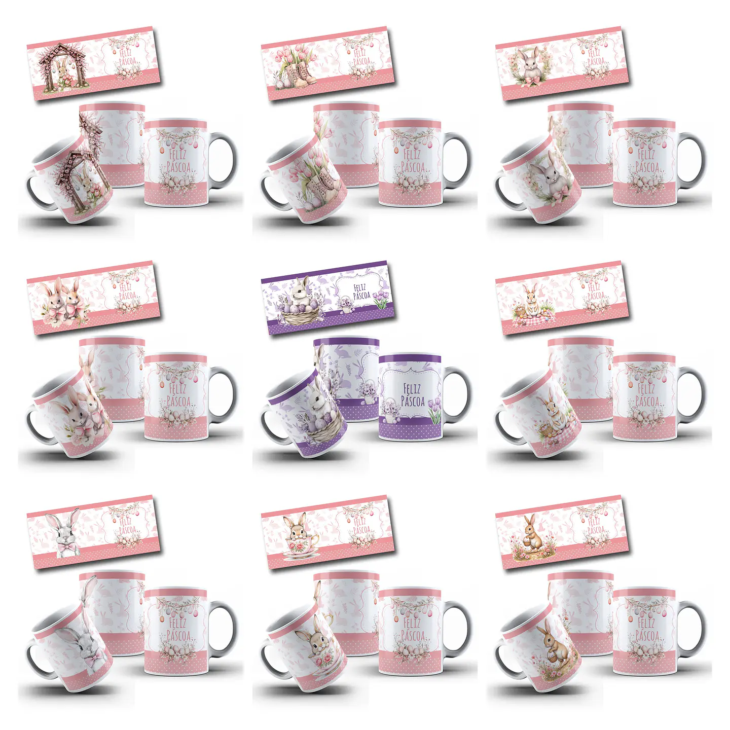 110 Artes para Caneca Pascoa Coelhinhos Jesus e Personagem Arquivo em Jpg 3