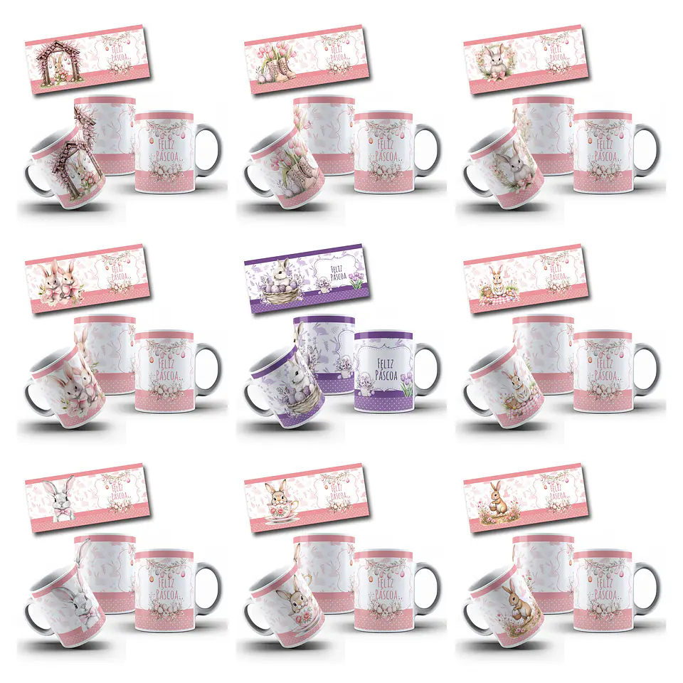 110 Artes para Caneca Pascoa Coelhinhos Jesus e Personagem Arquivo em Jpg 3