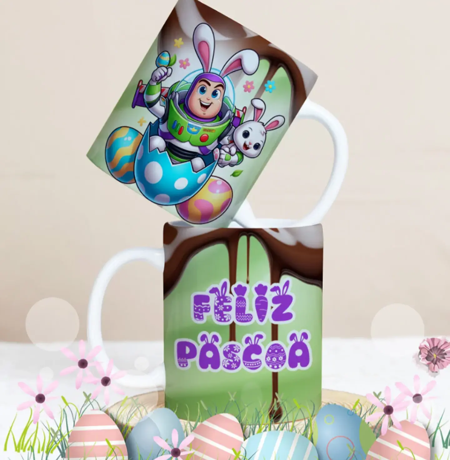 27 Artes para Caneca Páscoa Personagens Arquivo Editável 24