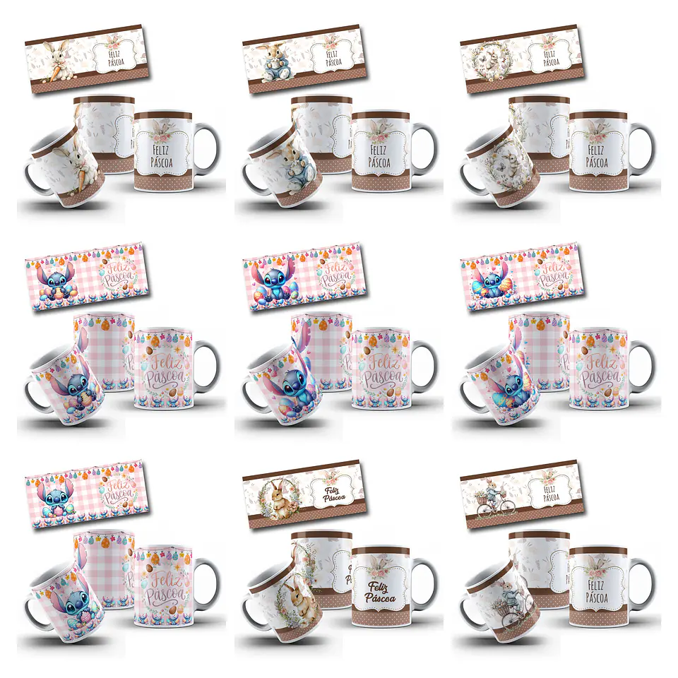 110 Artes para Caneca Pascoa Coelhinhos Jesus e Personagem Arquivo em Jpg 4