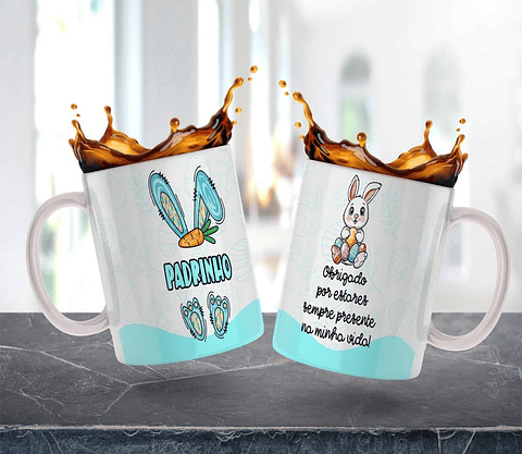 4 Artes para Caneca Estampa Padrinhos Páscoa em Jpg 