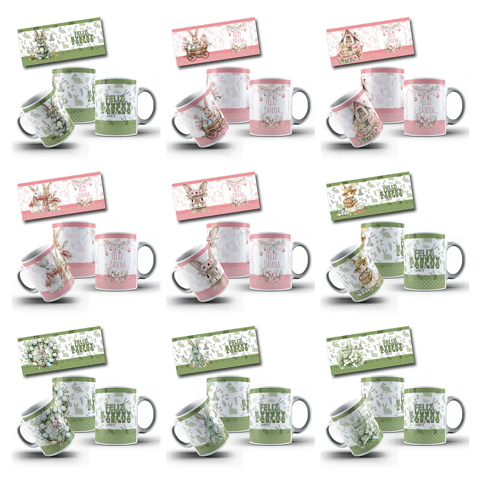 110 Artes para Caneca Pascoa Coelhinhos Jesus e Personagem Arquivo em Jpg 5