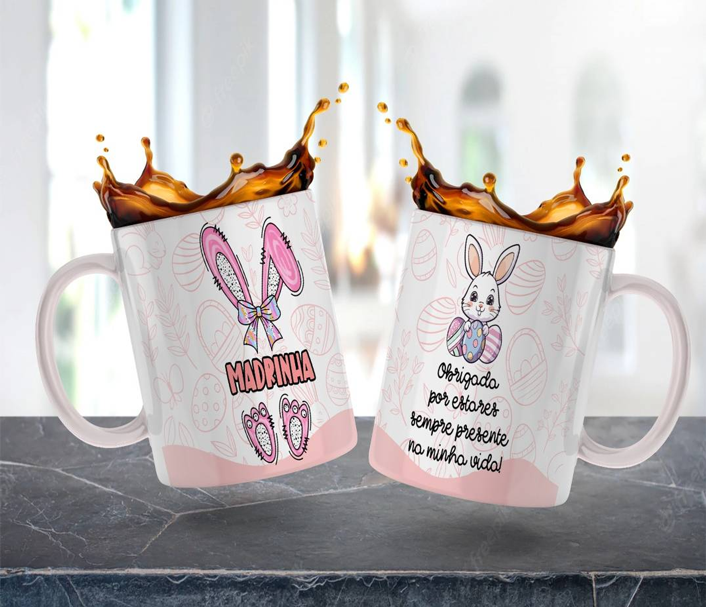 4 Artes para Caneca Estampa Padrinhos Páscoa em Jpg  2