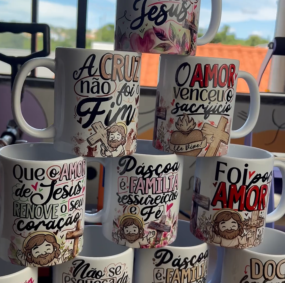 19 Artes para Caneca Páscoa Jesus Cristã Arquivo em Jpg 5