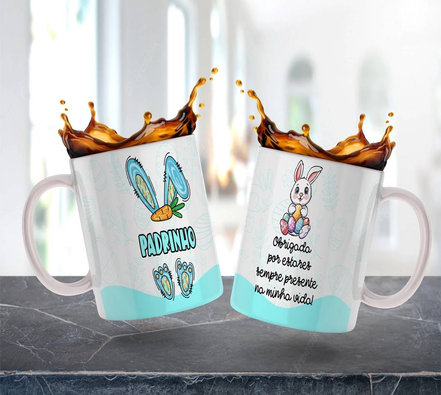 4 Artes para Caneca Estampa Padrinhos Páscoa em Jpg  3