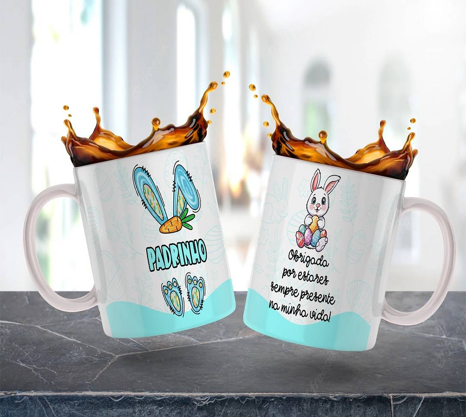 4 Artes para Caneca Estampa Padrinhos Páscoa em Jpg  3